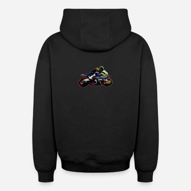 Moto teinté - Sweat à capuche unisexe zippé oversize épais SPREAD - noir