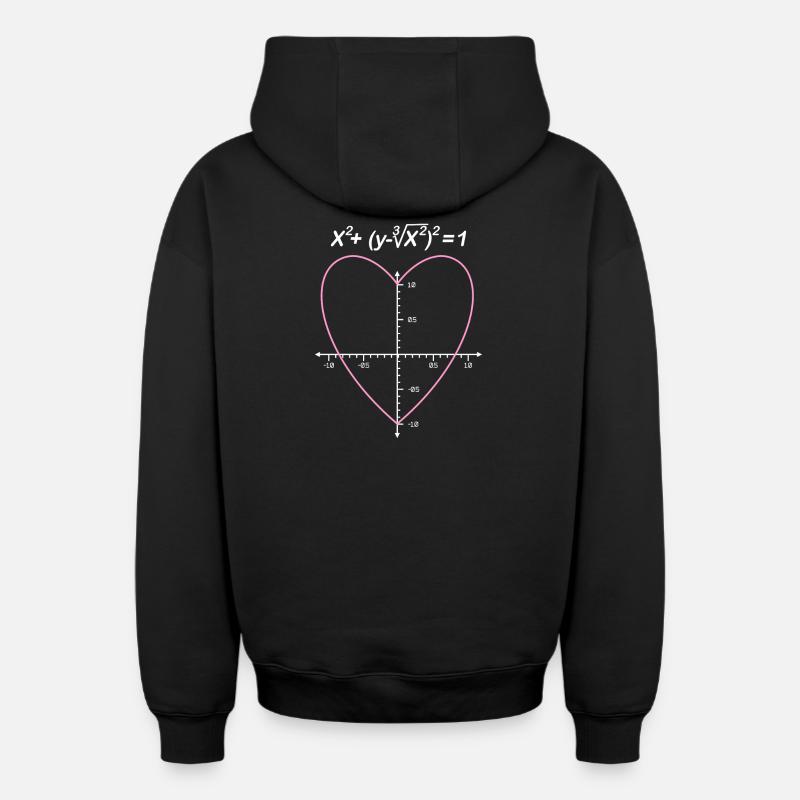 Géométrie des équations cardiaques - Sweat à capuche unisexe zippé oversize épais SPREAD - noir