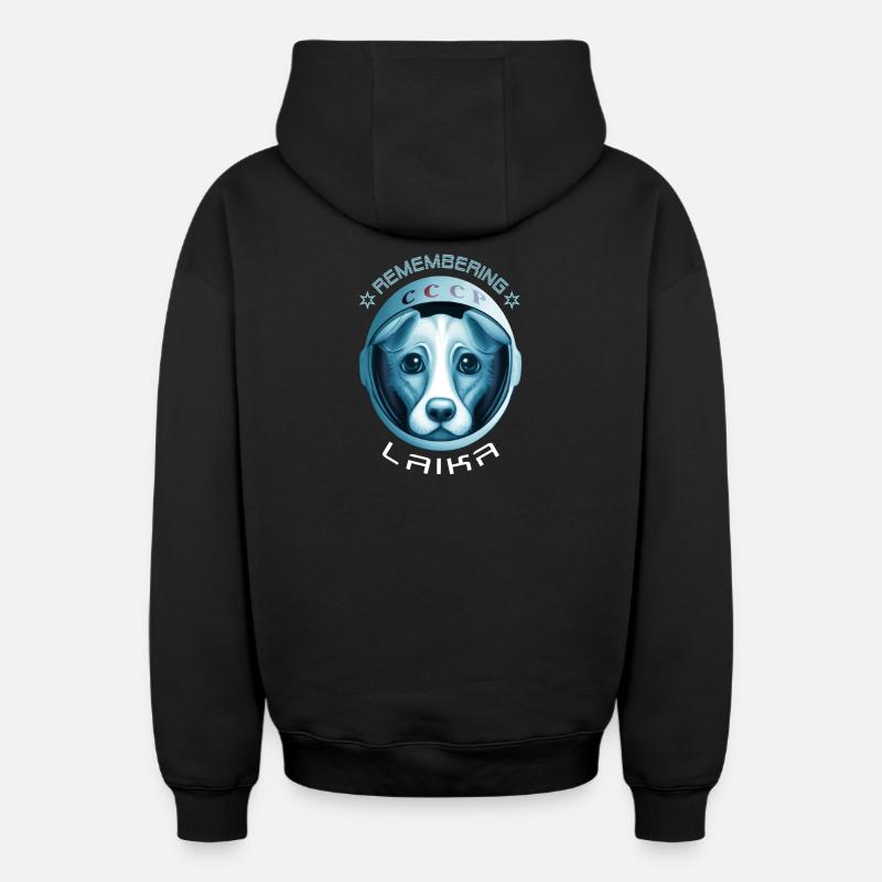 Chienne Laika - Sweat à capuche unisexe zippé oversize épais SPREAD - noir