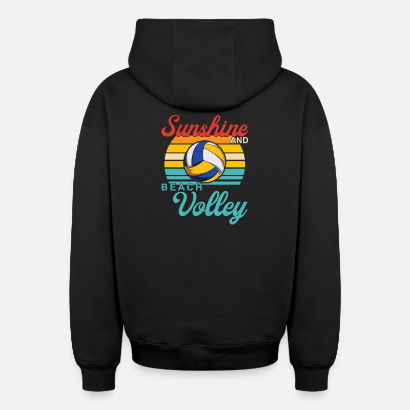 Design Plage Volleyball - Sweat à capuche unisexe zippé oversize épais SPREAD - noir
