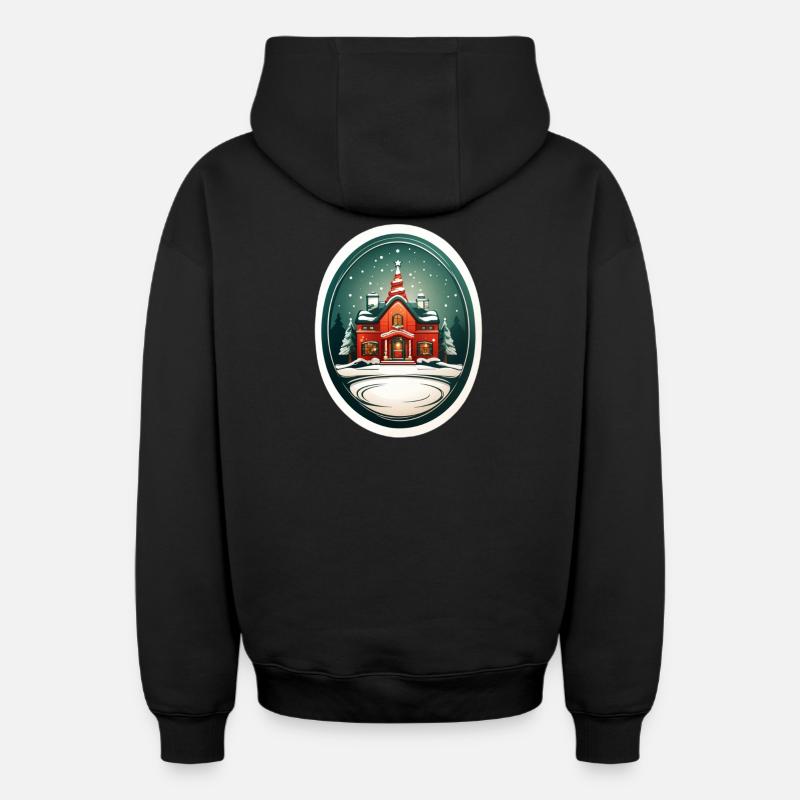 Cabane de Noël - Sweat à capuche unisexe zippé oversize épais SPREAD - noir