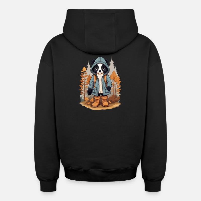 Mignonne Skunk - Sweat à capuche unisexe zippé oversize épais SPREAD - noir