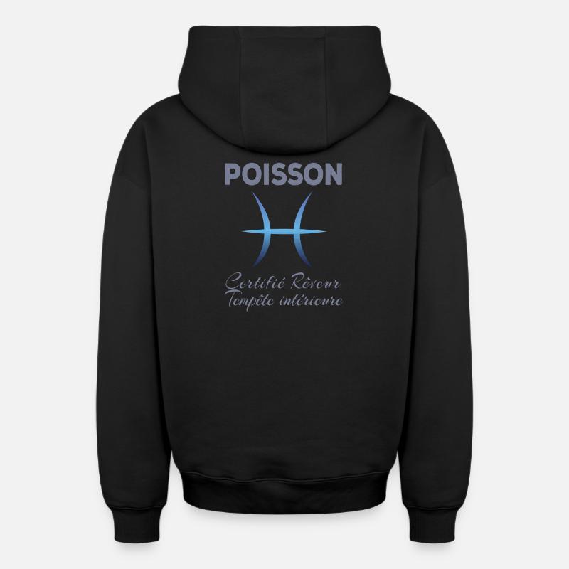 Poisson - Sweat à capuche unisexe zippé oversize épais SPREAD - noir