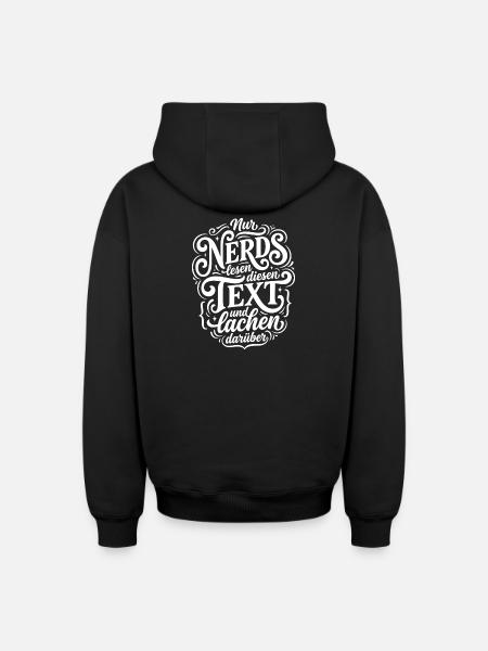 Nerd liest Text Humor Spruch - Oversized Heavyweight Unisex Zip Hoodie - Schwarz