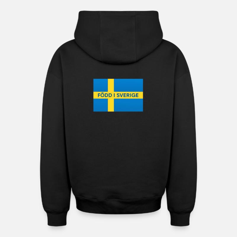 Drapeau suédois – Né en Suède - Sweat à capuche unisexe zippé oversize épais SPREAD - noir