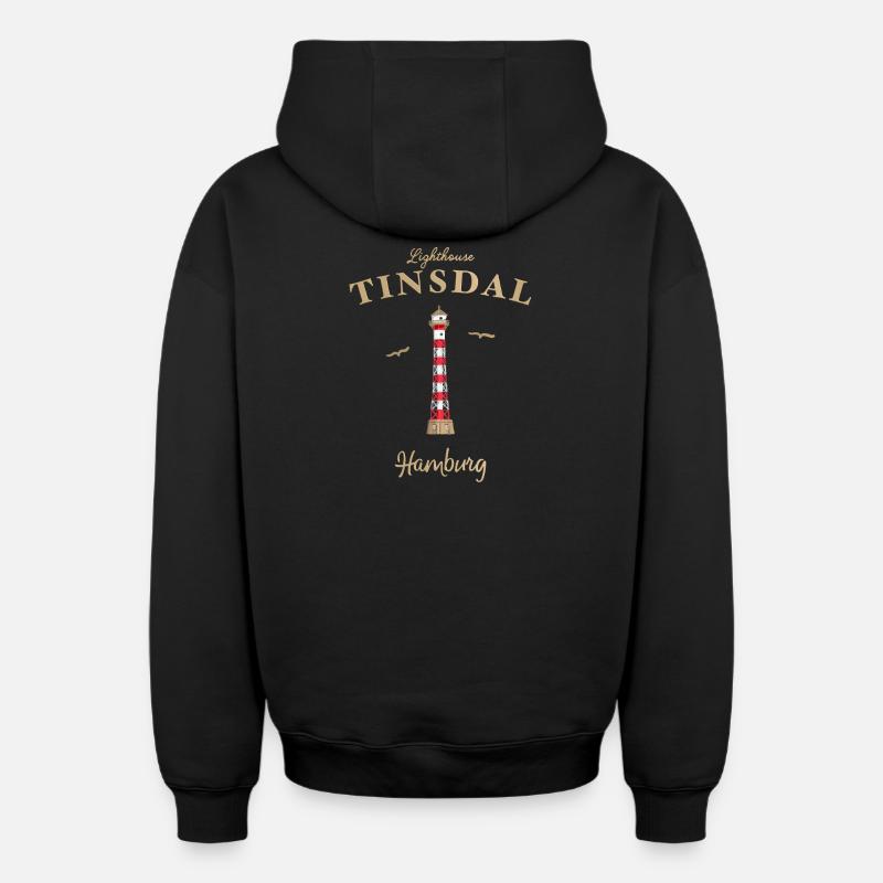 Phare de Hambourg Linsdal, Allemagne - Sweat à capuche unisexe zippé oversize épais SPREAD - noir