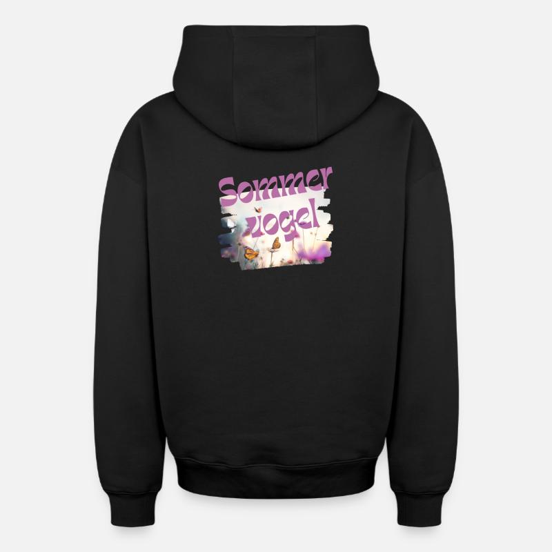 Oiseau d’été - Papillon - Vocabulaire - Sweat à capuche unisexe zippé oversize épais SPREAD - noir