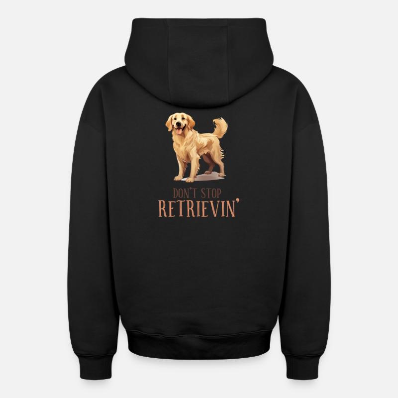 N’arrêtez pas Retrievin' - Sweat à capuche unisexe zippé oversize épais SPREAD - noir
