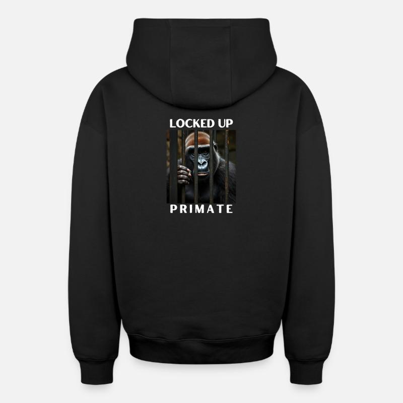 Sur primate fermé - Sweat à capuche unisexe zippé oversize épais SPREAD - noir