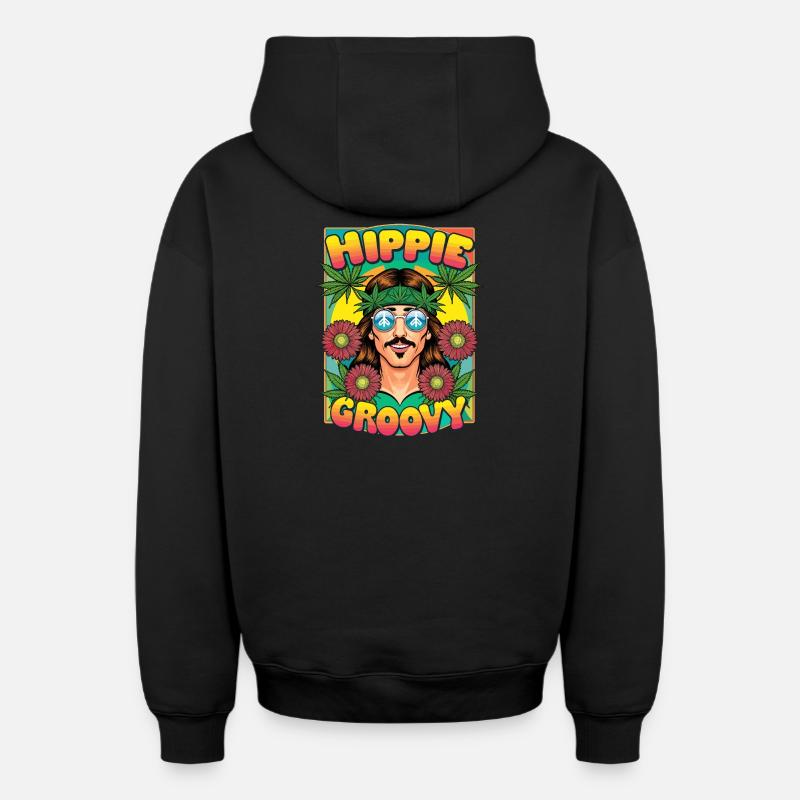 Mouvement hippie - Sweat à capuche unisexe zippé oversize épais SPREAD - noir