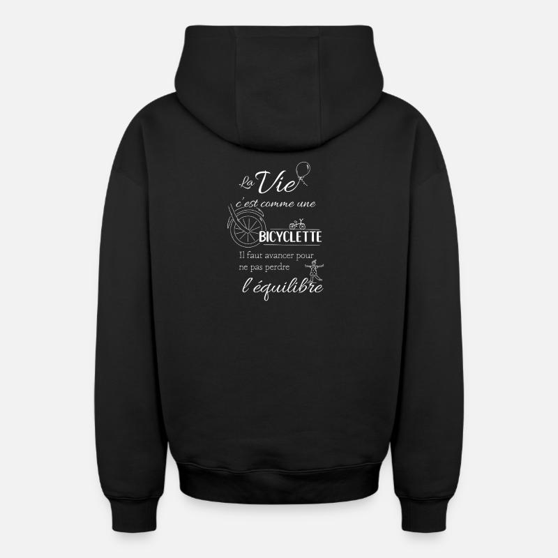 Citation : bicyclette - Sweat à capuche unisexe zippé oversize épais SPREAD - noir