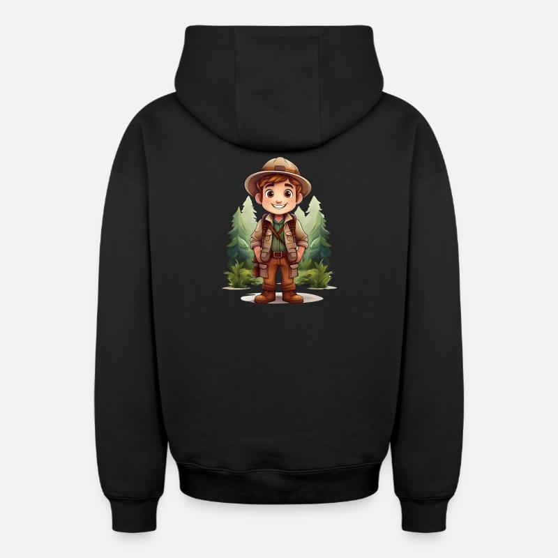 Explorateur aventureux - Sweat à capuche unisexe zippé oversize épais SPREAD - noir