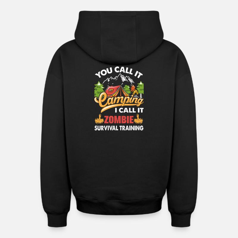 Camping - Sweat à capuche unisexe zippé oversize épais SPREAD - noir