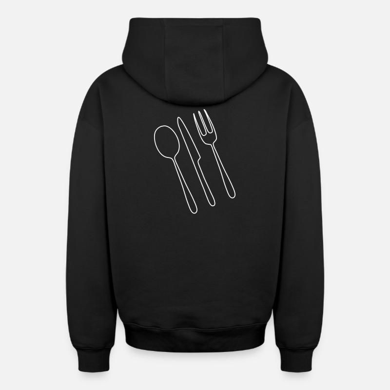 Couverts Fourchette Cuillère - Sweat à capuche unisexe zippé oversize épais SPREAD - noir