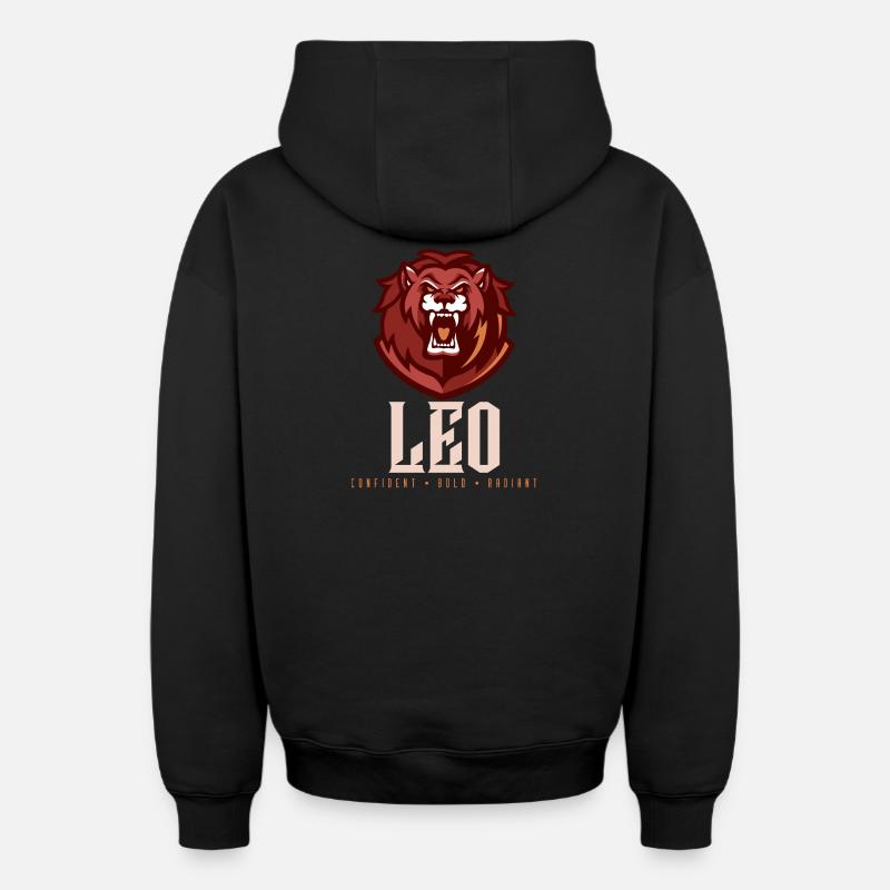 Lion - Sweat à capuche unisexe zippé oversize épais SPREAD - noir