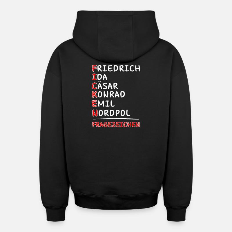 Funkalphabet-Friedrich Ida Cäsar Kaufmann Emil... - Oversized Heavyweight Unisex Zip Hoodie - Schwarz