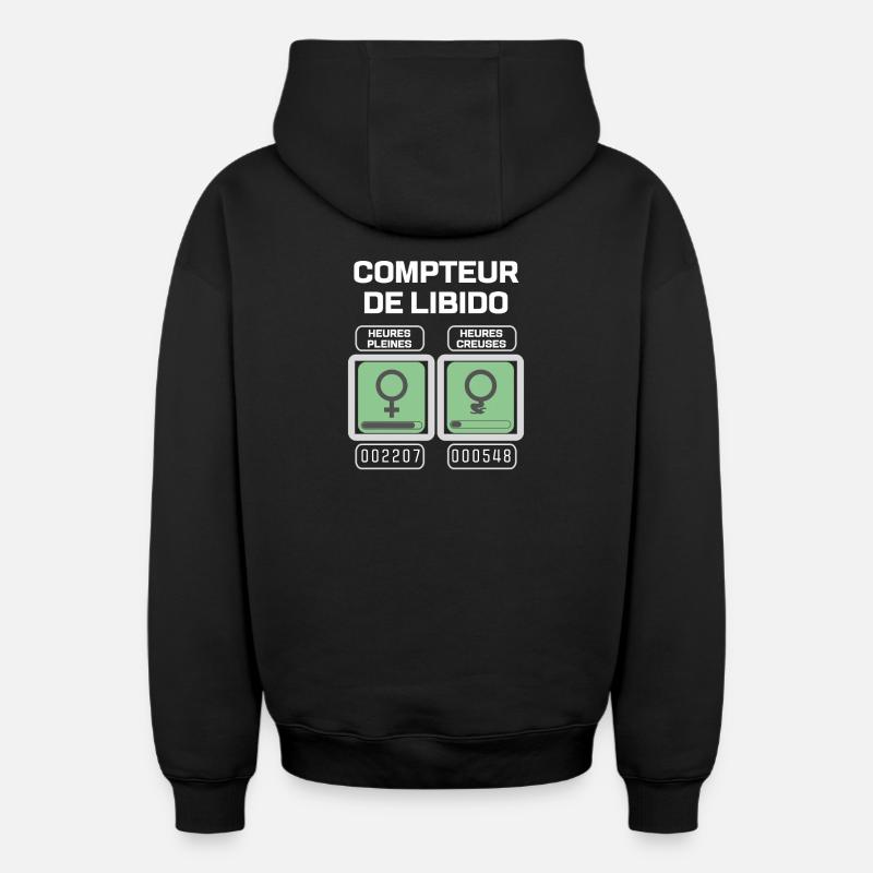 Compteur de libido féminine - Sweat à capuche unisexe zippé oversize épais SPREAD - noir