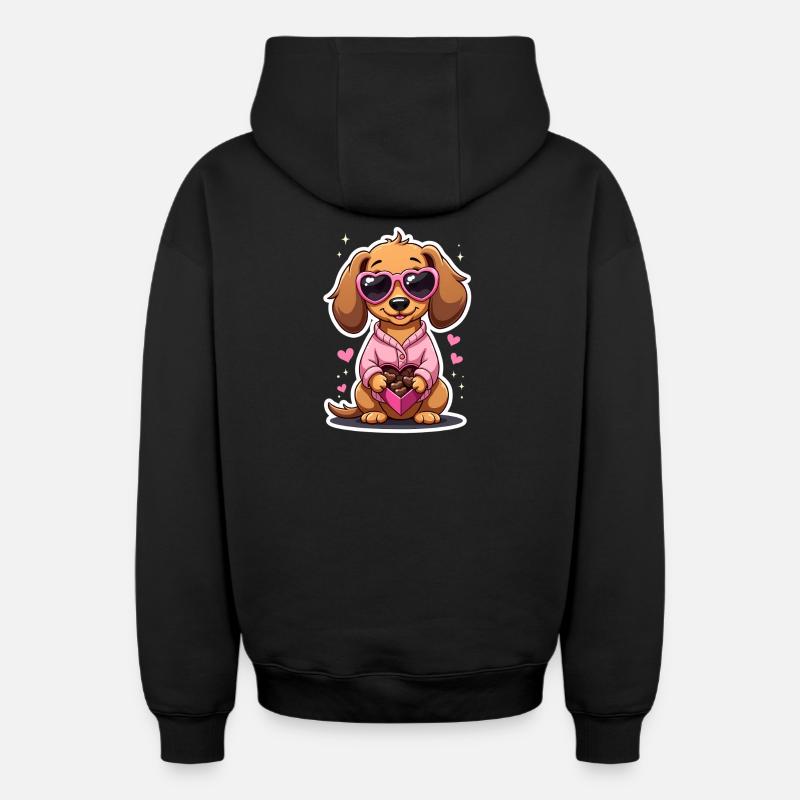 Dackel teckel teckel tekel - Sweat à capuche unisexe zippé oversize épais SPREAD - noir