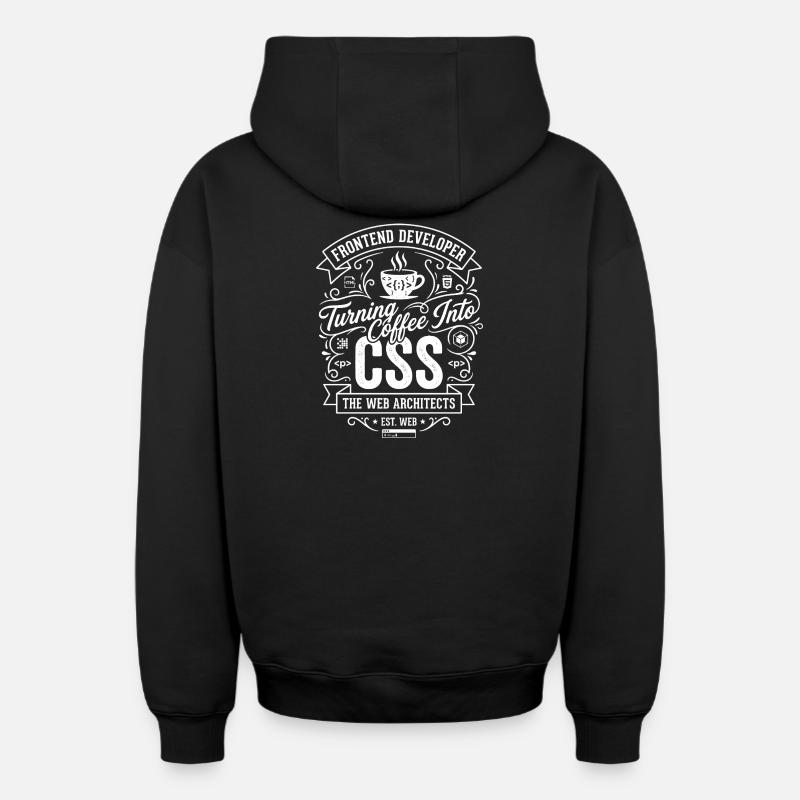 Frontend Coffee CSS Tee - Sweat à capuche unisexe zippé oversize épais SPREAD - noir