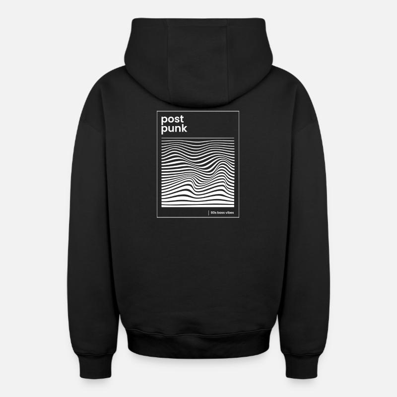 Affiche de motifs post-punk wave - Sweat à capuche unisexe zippé oversize épais SPREAD - noir