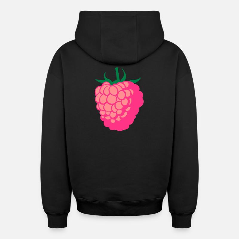 Framboise fruit - Sweat à capuche unisexe zippé oversize épais SPREAD - noir