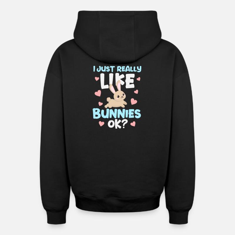 Rabbit Rabbit - Oversized Heavyweight Unisex Zip Hoodie - black