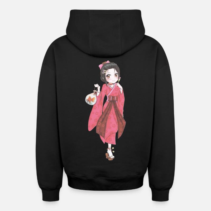 Mangas - Sweat à capuche unisexe zippé oversize épais SPREAD - noir