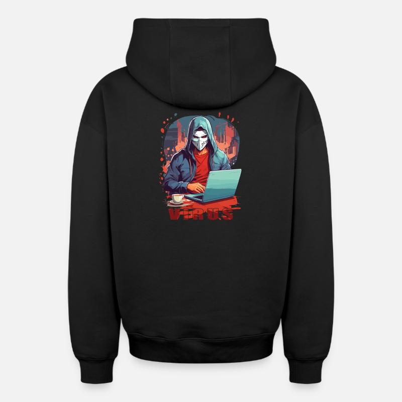 Anonymous Hacker - Oversized Heavyweight Unisex Zip Hoodie - Schwarz