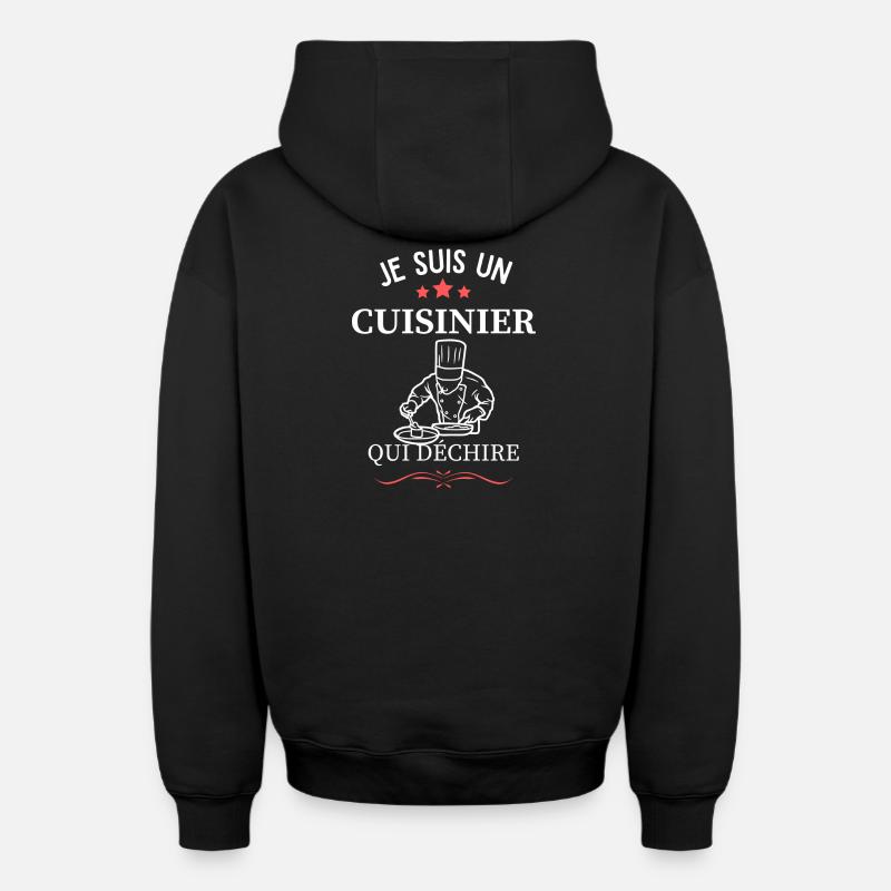 Cuisinier Qui Déchire - Sweat à capuche unisexe zippé oversize épais SPREAD - noir