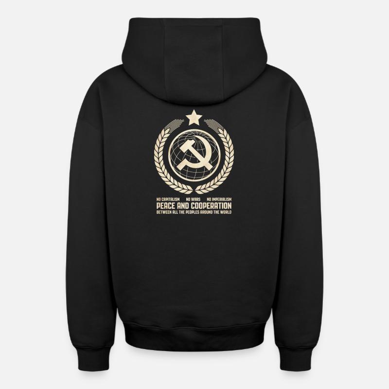 L’internationalisme communiste. - Sweat à capuche unisexe zippé oversize épais SPREAD - noir