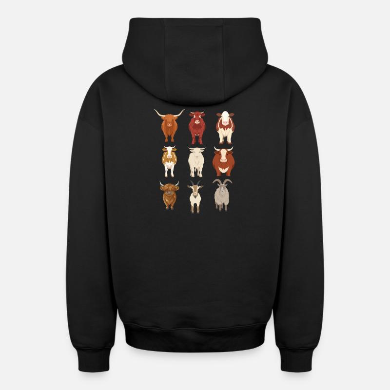 Vaches idée cadeau  - Sweat à capuche unisexe zippé oversize épais SPREAD - noir