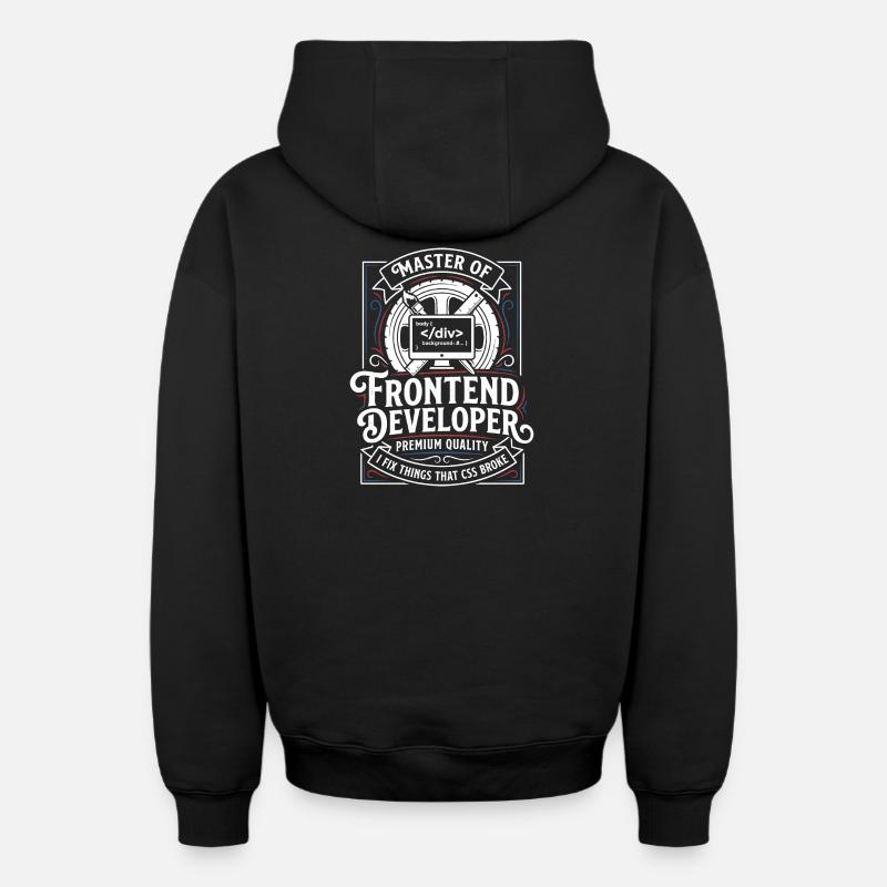 Frontend Meister: CSS HTML Kunst - Oversized Heavyweight Unisex Zip Hoodie - Schwarz