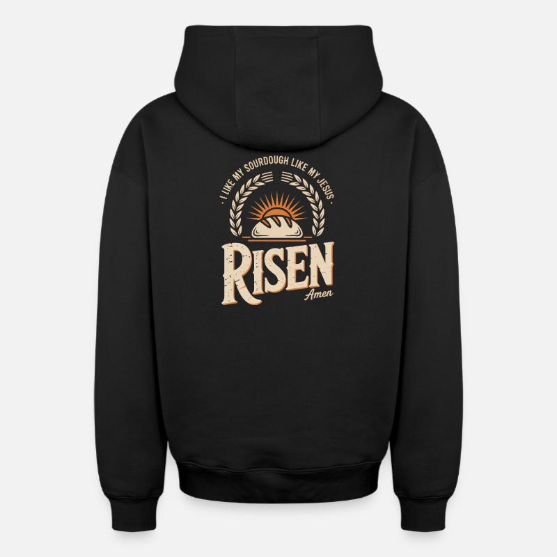 Lever du levain - Sweat à capuche unisexe zippé oversize épais SPREAD - noir