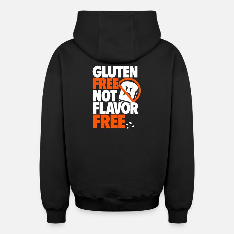 Sans gluten, pas sans arôme - Sweat à capuche unisexe zippé oversize épais SPREAD - noir