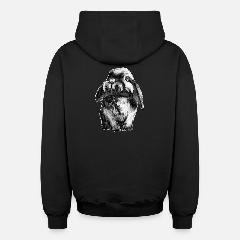 Lapin Lapin - Sweat à capuche unisexe zippé oversize épais SPREAD - noir
