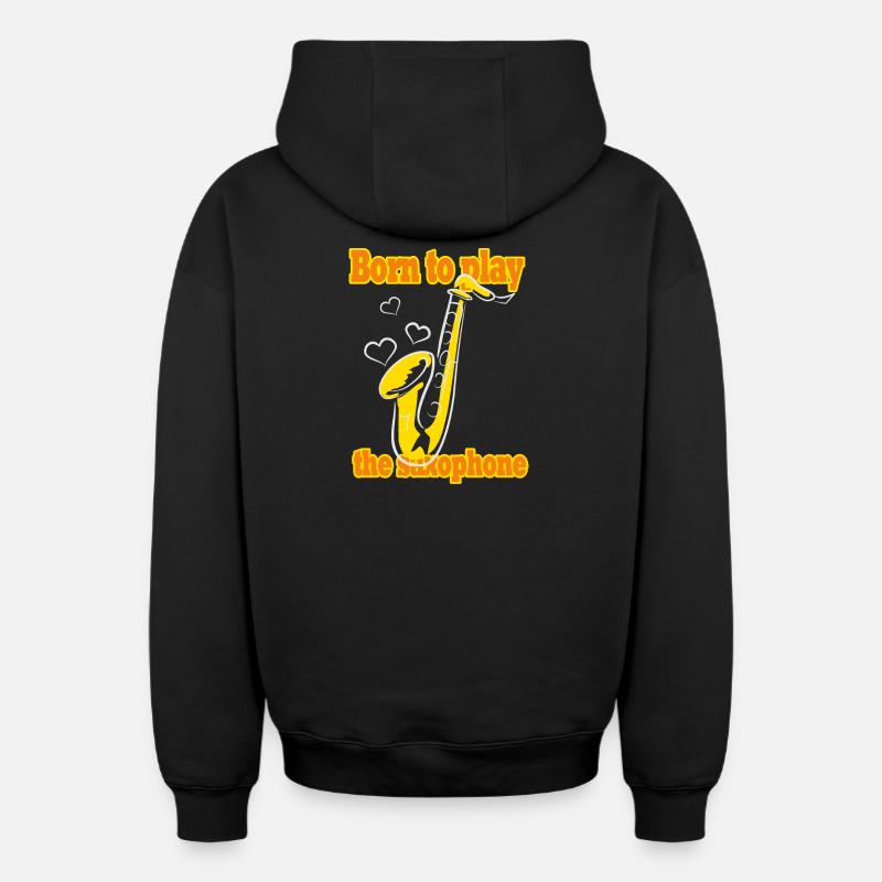 Musique de saxophone - Sweat à capuche unisexe zippé oversize épais SPREAD - noir