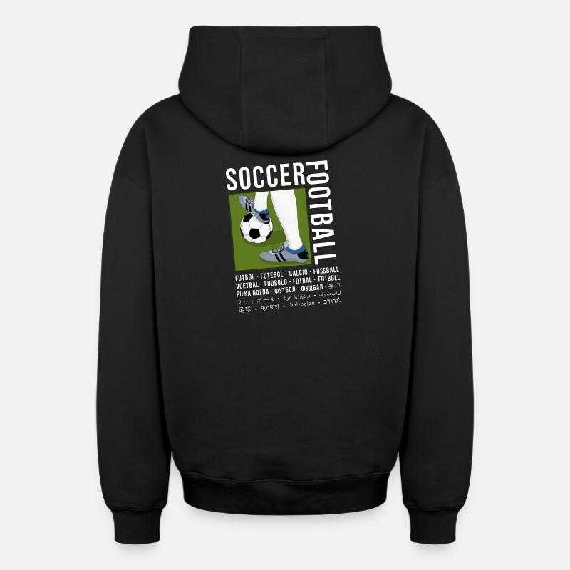 Football dans différentes langues - Sweat à capuche unisexe zippé oversize épais SPREAD - noir