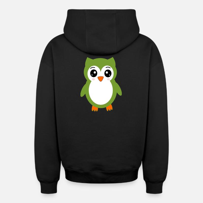 Eule grüne Eule - Oversized Heavyweight Unisex Zip Hoodie - Schwarz