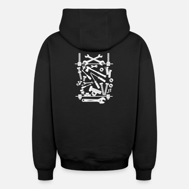 Composition des outils blancs - Sweat à capuche unisexe zippé oversize épais SPREAD - noir