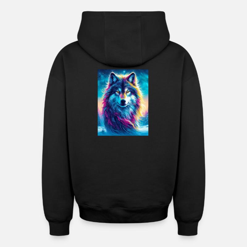 Loup - Sweat à capuche unisexe zippé oversize épais SPREAD - noir