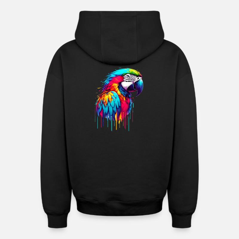 Perroquet - Sweat à capuche unisexe zippé oversize épais SPREAD - noir