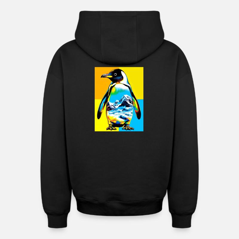 pingouin - Sweat à capuche unisexe zippé oversize épais SPREAD - noir