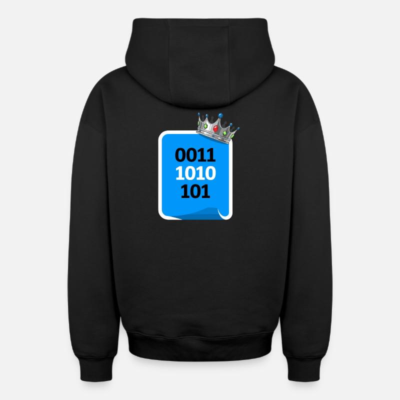 Binary King - Oversized Heavyweight Unisex Zip Hoodie - black