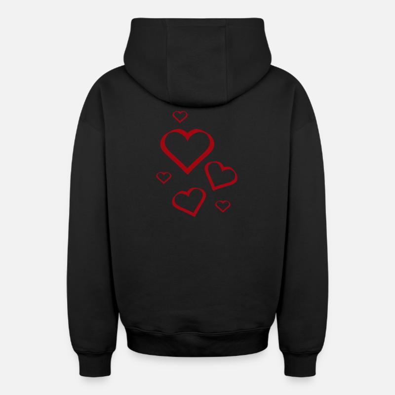 Saint-Valentin, Saint-Valentin, Saint-Valentin - Sweat à capuche unisexe zippé oversize épais SPREAD - noir
