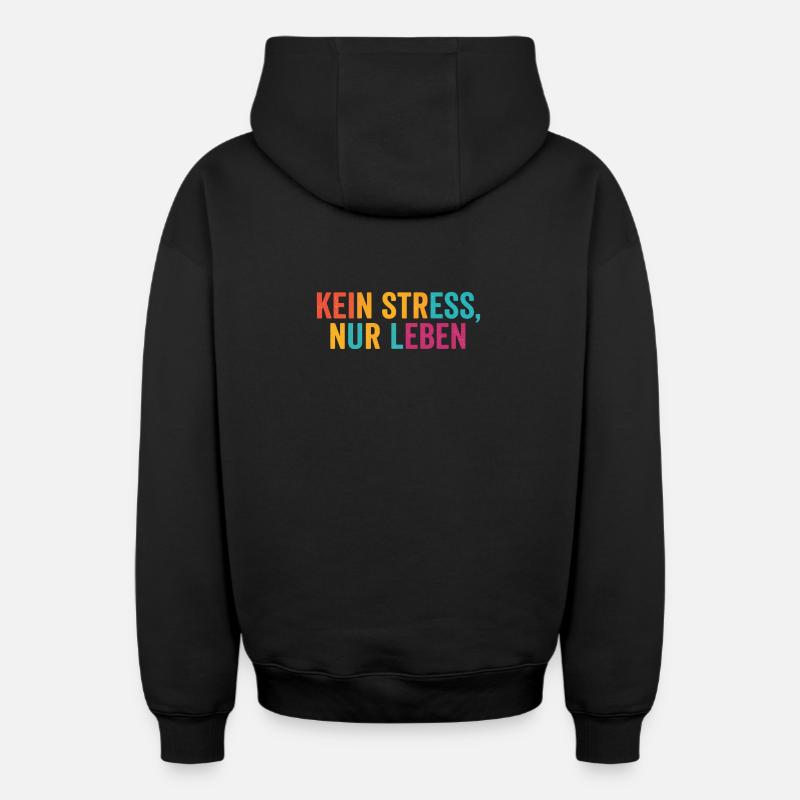 Pas de stress, juste vivre - Sweat à capuche unisexe zippé oversize épais SPREAD - noir
