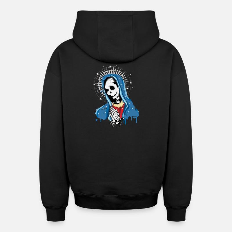 La Vierge Marie prie - Sweat à capuche unisexe zippé oversize épais SPREAD - noir