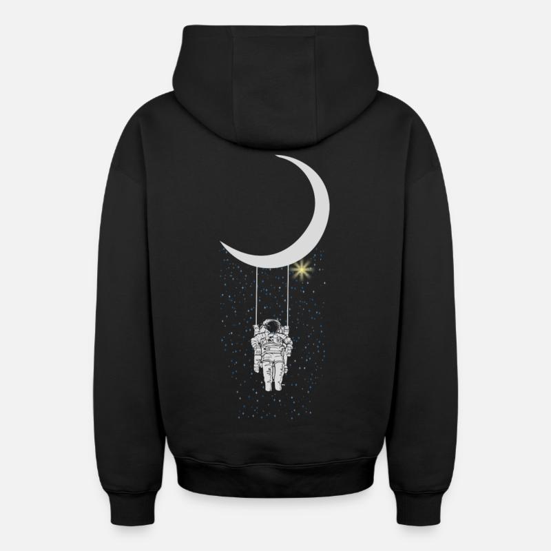astronaute - Sweat à capuche unisexe zippé oversize épais SPREAD - noir