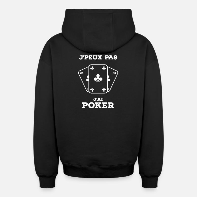 Poker - Sweat à capuche unisexe zippé oversize épais SPREAD - noir