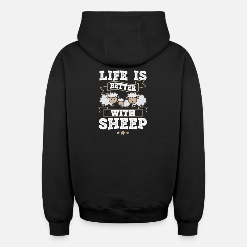 Mouton - Sweat à capuche unisexe zippé oversize épais SPREAD - noir