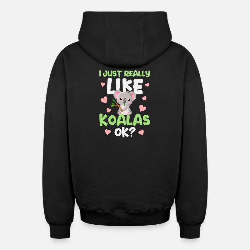 Koala Koala Ours - Sweat à capuche unisexe zippé oversize épais SPREAD - noir
